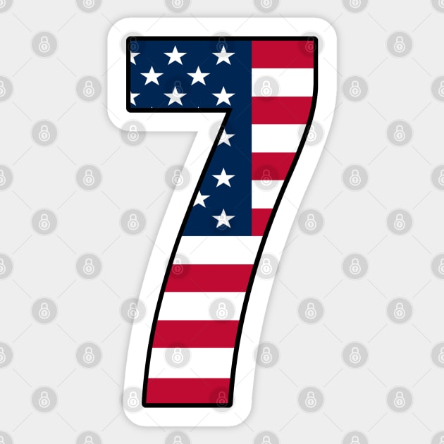 Number 7 Star Spangled Banner Sticker by la chataigne qui vole ⭐⭐⭐⭐⭐